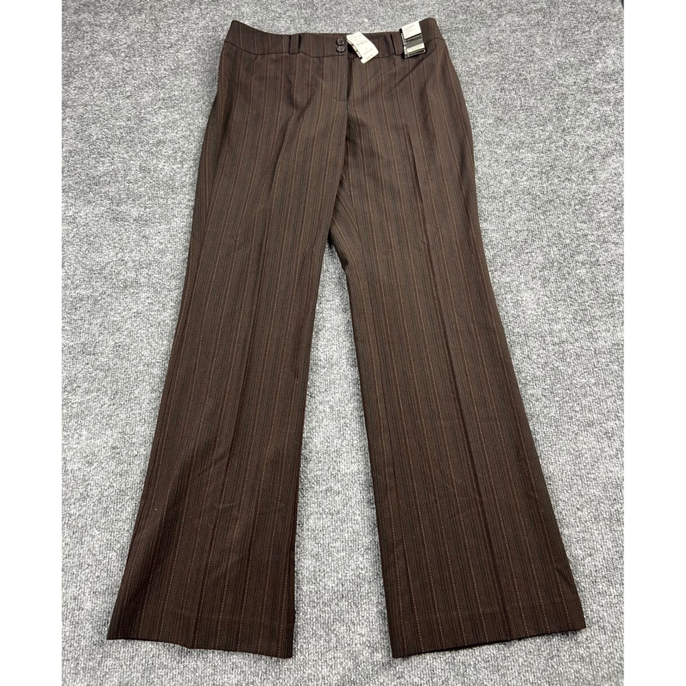 New York & Company Brown Pinstripe Wide Leg Dress Pants Trousers NWT Size 8 Avg